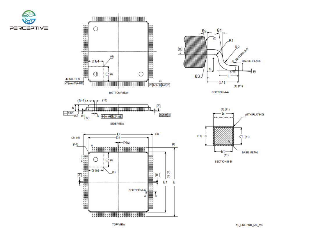 Package of  ST STM32H743VIT6 perceptive
